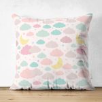 - Suet-K1343-Gorsel - Realhomes Çift Taraflı Rengarenk Bulut Motifli Dijital Baskılı Özel Tasarım Modern Süet Yastık Kırlent Kılıfı Realhomes