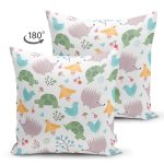 - 列印 - Realhomes Çift Taraflı Sevimli Kaplumbağa Kirpi Motifli Dijital Baskılı Özel Tasarım Modern Süet Yastık Kırlent Kılıfı Realhomes