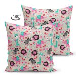 - Basic CMYK - Realhomes Çift Taraflı Rengarenk Orman Hayvanları Motifli Dijital Baskılı Özel Tasarım Modern Süet Yastık Kırlent Kılıfı Realhomes