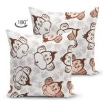 - французский бульдог 3 - Realhomes Çift Taraflı Sevimli Maymunlar Desenli Dijital Baskılı Özel Tasarım Modern Süet Yastık Kırlent Kılıfı Realhomes