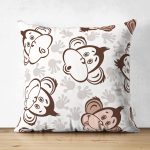 - французский бульдог 3 - Realhomes Çift Taraflı Sevimli Maymunlar Desenli Dijital Baskılı Özel Tasarım Modern Süet Yastık Kırlent Kılıfı Realhomes