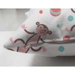 - Print - Realhomes Çift Taraflı Neşeli Maymunlar Temalı Dijital Baskılı Özel Tasarım Modern Süet Yastık Kırlent Kılıfı Realhomes