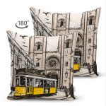 - Suet-K136-Gorsel-1 - Realhomes Çift Taraflı Sarı Tramvay Dijital Baskılı Dekoratif Modern Süet Yastık Kırlent Kılıfı Realhomes