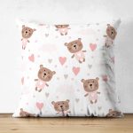 - Suet-K1360-Gorsel - Realhomes Çift Taraflı Sevimli Ayıcık Motifli Dijital Baskılı Özel Tasarım Modern Süet Yastık Kırlent Kılıfı Realhomes