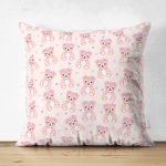 - Печать - Realhomes Çift Taraflı Sevimli Minik Ayıcık Motifli Dijital Baskılı Özel Tasarım Modern Süet Yastık Kırlent Kılıfı Realhomes