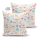 - Print - Realhomes Çift Taraflı Kuş Ve Tavuk Tasarımlı Dijital Baskılı Özel Tasarım Modern Süet Yastık Kırlent Kılıfı Realhomes