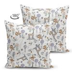 - Suet-K1365-Gorsel-1 - Realhomes Çift Taraflı Sevimli Orman Hayvanları Desenli Dijital Baskılı Özel Tasarım Modern Süet Yastık Kırlent Kılıfı Realhomes