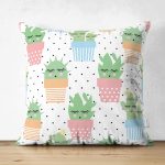 - Suet-K1367-Gorsel - Realhomes Çift Taraflı Bebek Desenli Kaktüs Motifli Dijital Baskılı Özel Tasarım Modern Süet Yastık Kırlent Kılıfı Realhomes