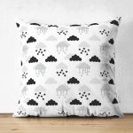 - ДЕТСКИЕ ПАТТЕРНЫ НАБОРЫ ИТОГ ИТОГ - Realhomes Çift Taraflı Siyah Beyaz Bulut Motifli Dijital Baskılı Özel Tasarım Modern Süet Yastık Kırlent Kılıfı Realhomes
