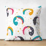 - Suet-K1371-Gorsel - Realhomes Çift Taraflı Unicorn Motifli Dijital Baskılı Özel Tasarım Modern Süet Yastık Kırlent Kılıfı Realhomes