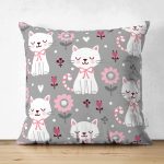 - Suet-K1372-Gorsel - Realhomes Çift Taraflı Uyuyan Kedi Desenli Dijital Baskılı Özel Tasarım Modern Süet Yastık Kırlent Kılıfı Realhomes