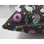 Çift Taraflı Unicorn Ve Donut Desenli Dijital Baskılı Özel Tasarım Modern Süet Yastık Kırlent Kılıfı Realhomes