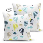 - Suet-K1376-Gorsel-1 - Realhomes Çift Taraflı Uçan Balon Temalı Dijital Baskılı Özel Tasarım Modern Süet Yastık Kırlent Kılıfı Realhomes