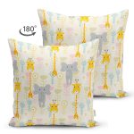 Çift Taraflı Sevimli Orman Hayvanları Desenli Dijital Baskılı Özel Tasarım Modern Süet Yastık Kırlent Kılıfı Realhomes