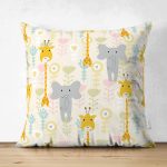 Çift Taraflı Sevimli Orman Hayvanları Desenli Dijital Baskılı Özel Tasarım Modern Süet Yastık Kırlent Kılıfı Realhomes