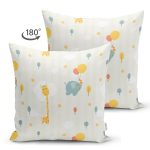 Çift Taraflı Fil Ve Zürafa Desenli Dijital Baskılı Özel Tasarım Modern Süet Yastık Kırlent Kılıfı Realhomes