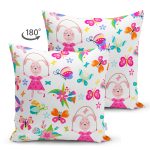 - Seamless background with a hare. - Realhomes Çift Taraflı İp Atlayan Tavşan Ve Kelebek Desenli Dijital Baskılı Özel Tasarım Modern Süet Yastık Kırlent Kılıfı Realhomes