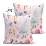 - Suet-K1380-Gorsel-1 - Realhomes Çift Taraflı Tavşan Ve Orman Temalı Dijital Baskılı Özel Tasarım Modern Süet Yastık Kırlent Kılıfı Realhomes