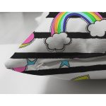 - Print - Realhomes Çift Taraflı Gökkuşağı Ve Unicorn Temalı Dijital Baskılı Özel Tasarım Modern Süet Yastık Kırlent Kılıfı Realhomes