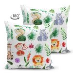 - Suet-K1384-Gorsel-1 - Realhomes Çift Taraflı Sevimli Orman Hayvanları Motifli Dijital Baskılı Özel Tasarım Modern Süet Yastık Kırlent Kılıfı Realhomes