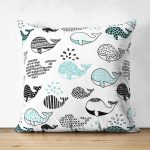- Suet-K1385-Gorsel - Realhomes Çift Taraflı Çocuk Odası Mavi Balina Temalı Dijital Baskılı Özel Tasarım Modern Süet Yastık Kırlent Kılıfı Realhomes
