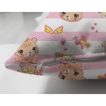 - Print - Realhomes Çift Taraflı Pembe Çizgili Zeminde Şirin Ayıcık Temalı Dijital Baskılı Özel Tasarım Modern Süet Yastık Kırlent Kılıfı Realhomes