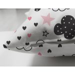 - Print - Realhomes Çift Taraflı Pembe Yıldız Ve Bulut Desenli Dijital Baskılı Özel Tasarım Modern Süet Yastık Kırlent Kılıfı Realhomes