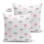 - Suet-K1403-Gorsel-1 - Realhomes Çift Taraflı Sevimli Yağmur Bulutları Desenli Dijital Baskılı Özel Tasarım Modern Süet Yastık Kırlent Kılıfı Realhomes