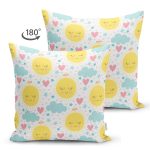 Çift Taraflı Uyuyan Güneş Motifli Dijital Baskılı Özel Tasarım Modern Süet Yastık Kırlent Kılıfı Realhomes