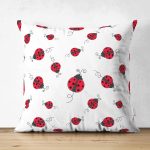 - божья коровка фон - Realhomes Çift Taraflı Uğurböcekleri Desenli Dijital Baskılı Özel Tasarım Modern Süet Yastık Kırlent Kılıfı Realhomes