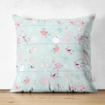 Çift Taraflı Sevimli Kuşlar Temalı Dijital Baskılı Özel Tasarım Modern Süet Yastık Kırlent Kılıfı Realhomes