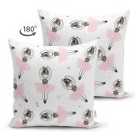 Çift Taraflı Sevimli Balerin Desenli Dijital Baskılı Özel Tasarım Modern Süet Yastık Kırlent Kılıfı Realhomes