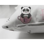 Çift Taraflı Pembe Bardak İçinde Panda Motifli Dijital Baskılı Özel Tasarım Modern Süet Yastık Kırlent Kılıfı Realhomes