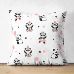 - Suet-K1424-Gorsel - Realhomes Çift Taraflı Sevimli Panda Desenli Dijital Baskılı Özel Tasarım Modern Süet Yastık Kırlent Kılıfı Realhomes