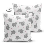 Çift Taraflı Gri Fil Desenli Dijital Baskılı Özel Tasarım Modern Süet Yastık Kırlent Kılıfı Realhomes