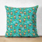 - Basic RGB - Realhomes Çift Taraflı Maymun Ve Muz Desenli Dijital Baskılı Özel Tasarım Modern Süet Yastık Kırlent Kılıfı Realhomes