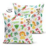 - Suet-K1427-Gorsel-1 - Realhomes Çift Taraflı Orman Temalı Sevimli Hayvanlar Desenli Dijital Baskılı Özel Tasarım Modern Süet Yastık Kırlent Kılıfı Realhomes