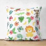 - Suet-K1427-Gorsel - Realhomes Çift Taraflı Orman Temalı Sevimli Hayvanlar Desenli Dijital Baskılı Özel Tasarım Modern Süet Yastık Kırlent Kılıfı Realhomes