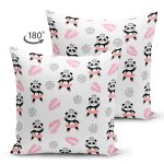 - Suet-K1428-Gorsel-1 - Realhomes Çift Taraflı Pembe Balerin Panda Desenli Dijital Baskılı Özel Tasarım Modern Süet Yastık Kırlent Kılıfı Realhomes