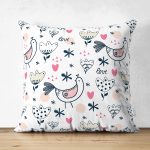 - Print - Realhomes Çift Taraflı Sevimli Tavuk Desenli Dijital Baskılı Özel Tasarım Modern Süet Yastık Kırlent Kılıfı Realhomes