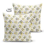 - Cute animal seamless pattern with cartoon owls in yellow and gre - Realhomes Çift Taraflı Baykuş Desenli Çocuk Odası Temalı Dijital Baskılı Özel Tasarım Modern Süet Yastık Kırlent Kılıfı Realhomes