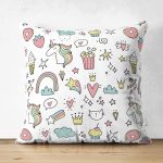 - Suet-K1436-Gorsel - Realhomes Çift Taraflı Donut Dondurma Ve Unicorn Desenli Dijital Baskılı Özel Tasarım Modern Süet Yastık Kırlent Kılıfı Realhomes