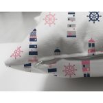 - Simple minimal vector pattern with lightouses and helm in blue, - Realhomes Çift Taraflı Deniz Feneri Temalı Dijital Baskılı Özel Tasarım Modern Süet Yastık Kırlent Kılıfı Realhomes