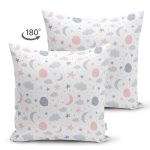 - template 1 - Realhomes Çift Taraflı Gökyüzü Desenli Çocuk Odası Temalı Dijital Baskılı Özel Tasarım Modern Süet Yastık Kırlent Kılıfı Realhomes