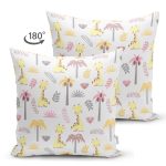 - Seamless pattern with cute giraffe - Realhomes Çift Taraflı Palmiye Zürafa Desenli Dijital Baskılı Özel Tasarım Modern Süet Yastık Kırlent Kılıfı Realhomes