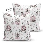 - seamless pattern - Realhomes Çift Taraflı Şato Balkabağı Temalı Dijital Baskılı Özel Tasarım Modern Süet Yastık Kırlent Kılıfı Realhomes