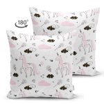 - seamless pattern - Realhomes Çift Taraflı Unicorn Desenli Dijital Baskılı Özel Tasarım Modern Süet Yastık Kırlent Kılıfı Realhomes