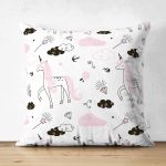 - seamless pattern - Realhomes Çift Taraflı Unicorn Desenli Dijital Baskılı Özel Tasarım Modern Süet Yastık Kırlent Kılıfı Realhomes