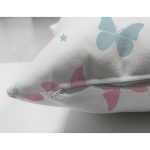 - merry christmas - Realhomes Çift Taraflı Mavi Gri Kelebek Motifli Dijital Baskılı Özel Tasarım Modern Süet Yastık Kırlent Kılıfı Realhomes