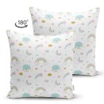 - Suet-K1446-Gorsel-1 - Realhomes Çift Taraflı Mavi Bulut Ve Gökkuşağı Dijital Baskılı Özel Tasarım Modern Süet Yastık Kırlent Kılıfı Realhomes